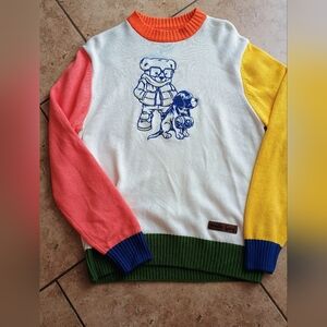 Hustle Gang Multicolor Bear and Dog Crewneck Sweater